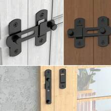 Khóa cửa chuồng 1 cái, Chốt cửa trượt, Khóa chốt cửa góc bằng thép không gỉ 90 và 180 độ, Khóa chặn cửa màn hình Khóa mắt móc Khóa cửa hai lần cho phòng tắm, ngoài trời, nhà để xe - màu đen - Xem 4