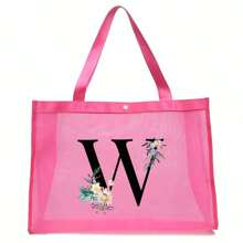 1入大容量雛菊印花黑色網袋，個性化伴娘婚禮禮物袋，沙灘袋，化妝袋，旅行收納袋，戶外美容的完美選擇！適用於婚禮、生日、海灘和度假，是家人和朋友的絕佳禮物。這是適合學生、返校和禮物袋給教師的大型袋子。這是一個具有創新設計的便攜式休閒收納手提袋，是購物的理想選擇。 - 粉色 - 查看 36