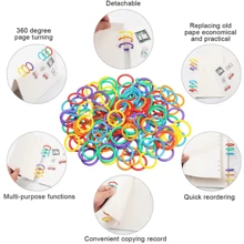 50 piezas Anillos de plástico para encuadernación de álbumes DIY, aros sueltos para libros de hojas sueltas, suministros de oficina para encuadernación, álbumes de fotos, de vuelta a la escuela, útiles escolares - Multicolor - Ver 3