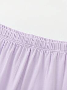 Balabala Girls' Pajama Set Summer Air-Conditioned Clothing Children's Home Clothing Kids' Big Kids' Cartoon Print Cute - Purple - View 7