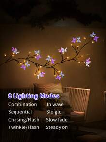 1入組1.7M/5.6FT/48LEDS紫色LED藤蔓裝飾燈，紫色柳藤燈，室內/室外牆壁裝飾，人工植物LED燈，8種可調光模式，適用於辦公室裝飾、花園牆壁、臥室、客廳、情人節裝飾、聖誕節裝飾 - 暖光 - 查看 5