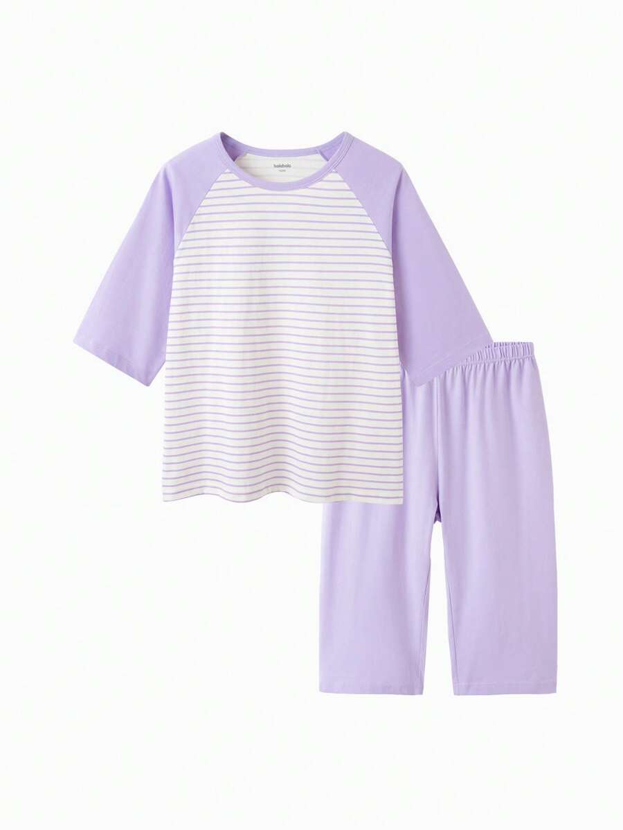Balabala 儿童睡衣套装夏季空调家居服 - 紫色 - 查看 1