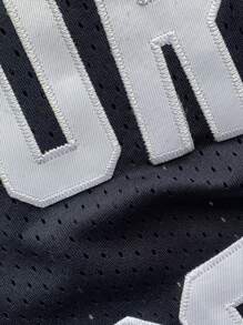 Maglietta a maniche corte con scollo a V, bottoni, ricami e cuciture, stile di baseball casual da uomo, in 2 colori blu, adatta per festa e sport