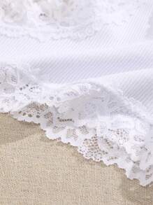 2 piezas Ropa interior de encaje para mujer, negro y blanco