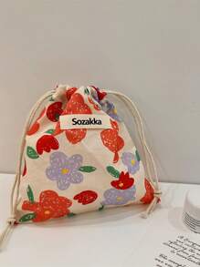 1pc Sweet Fashion Mini Floral Drawstring Cosmetic Bag Portable Lipstick Toiletry Cosmetics Storage Bag Headphone Storage Bag Suitable For Travel And Daily Men And Women Travel Accessories Full Of Spring (Random Patterns) Make Up Bag - Multicolor - View 15