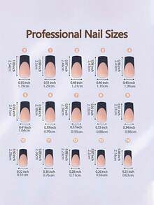 240pcs Black & White French Style Gel False Nail Tips In Rectangular Shape For Nail Art DIY With 3-In-1 French Style Gel False Nail Tips15 Sizes To Fit Women And Nail Salons - Black - View 2
