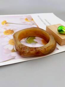 1 Pieza Brazalete De Acrílico Exagerado Con Patrón De Mármol De Estilo Europeo Y Americano Adecuado Para Usar Diariamente En Mujeres Y En Fiestas De Baile