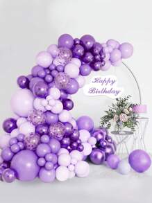 107pcs Party Purple Confetti Balloon Glue Chain & 2pcs Balloon Accessory, Perfect Decoration Light Purple Theme Birthday Holiday Event Party Room Wall Background, Wedding Decoration Room Decor Wall Decor Lilac Balloon, Party Favor Party Decorative Balloon Arch Kit, Babe Shower Party Decor Balloon Back To School Valentine Day