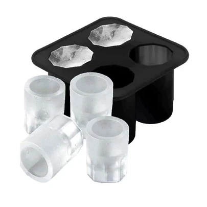 1個黑色四孔冰球模具，圓柱形冰塊盤
