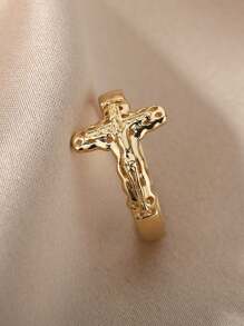 1 pièce Bague croisée latérale ouverte Jésus Christ Bague de bande chrétienne unisexe Cadeaux de bague de doigt