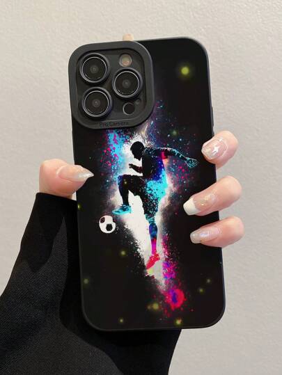 Boyfriend Gifts Football Soccer Color Painting Straight Edge Precision Hole Concise Black Anti-Fall Thickened Phone Case With Print, Compatible With IPhone 15 XR/7/8 IPhone 15Promax/12PROMAX/13PROMAX/14PROMAX 13 14 11 12p14 Female P11 Soft Shell P12 Anti-Fall XS.XR/78P.78GES2, Compatible With A134G A22 A21S A514G A52 S22 ULTRA A335G, Compatible With Redmi 10 Redmi Note11 4G Redmi 11Lite A53tpuA14/A23/S23Ultra S24 A14 A15 S23 A73 Redmi Mobile Phones Protective Cover