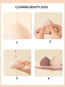 5pcs Non-Latex Makeup Sponge, Ultra Soft Dry & Wet Dual-Use Makeup Sponge For Liquid Foundation, Suitable For Beginners (Random Color & Shape)