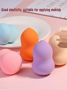 5pcs Non-Latex Makeup Sponge, Ultra Soft Dry & Wet Dual-Use Makeup Sponge For Liquid Foundation, Suitable For Beginners (Random Color & Shape)