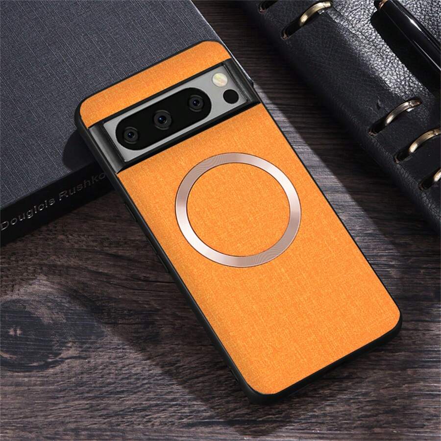 Para Pixel 6 Pro: Funda con adsorción magnética con carga inalámbrica Magsafe, compatible con 6 anillos magnéticos, para Pixel 5 - Naranja - Ver 1