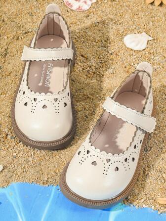 Summer Children's Sandals Brown Girls' Comfortable Flat Princess Shoes Milkey White Kids' Leather Shoes