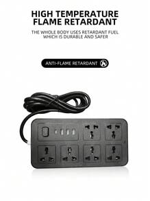 Circular Desktop Socket Home Creative With USB Plug Board, Porous Plug Converter,And Plug Board - Black - View 3