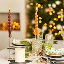 1 Box Of 2 Spiral Twist Wax Candles In A Variety Of Colors (White, Black, Red, Yellow, Brown, Orange, Purple, Pink, Light Blue) Each Burning For 8 Hours, No Fragrance, No Drip, Spiral Cone Candles, Dinner Party, Gathering, Wedding, Table Decoration Candles Halloween,Spooky,Autumn,Festival,Holiday ,Winter,Holiday,Festival,Room Decor,Gifts Birthday Graduation