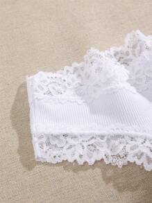2 piezas Ropa interior de encaje para mujer, negro y blanco