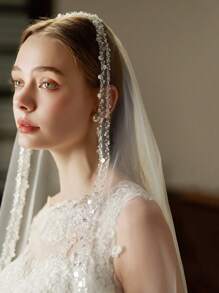 1 pieza Elegante peineta para el cabello de novia con perlas y lentejuelas para mujeres, fiesta nupcial, boda en la iglesia, a juego con el vestido de novia