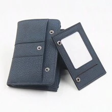 A Dark Blue Short Wallet 2024 Spring/Summer New Simple And Light Women's Fashion Folding Wallet In The Two-Fold High-End Atmosphere Purse Multi-Function Draw Card Hand Bag College Style Gift Daily Storage Buckle Short Money Clip - Royal Blue - View 9