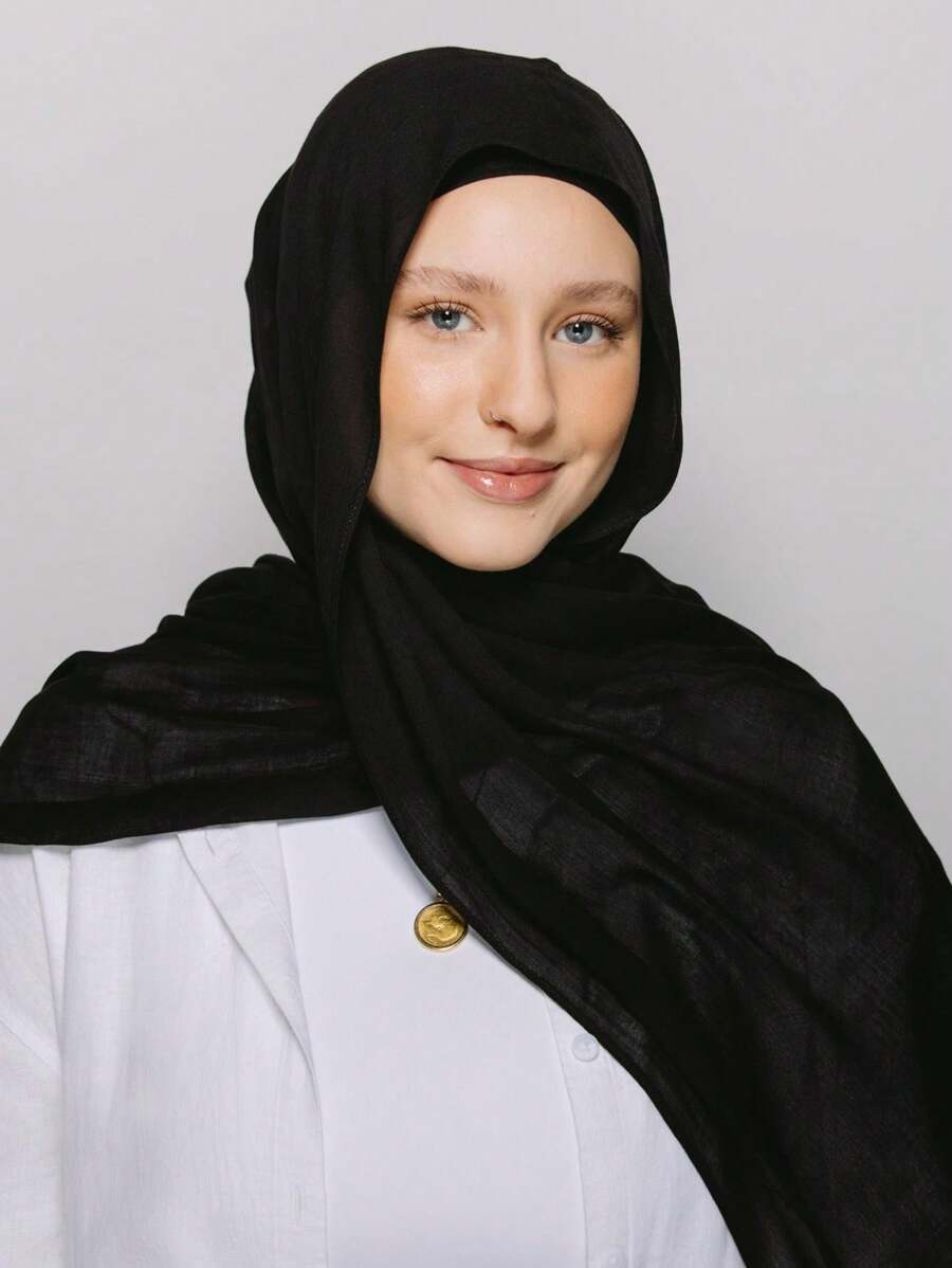 1pc Muslin Headscarf,Soft And SkinFriendly,Solid Color Head Wrap,Neck