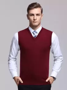 Men Sweater Vests - Màu Tím - Xem 3