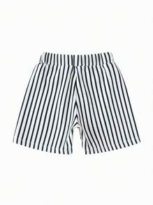 Balabala Quần Short Bé Gái Mùa Hè Rộng Cho Trẻ Em Sọc Cổ Điển Quần Short Trẻ Em Phong Cách Đại Học Trang Phục Mùa Hè Cho Trẻ Em - Xanh và trắng - Xem 2