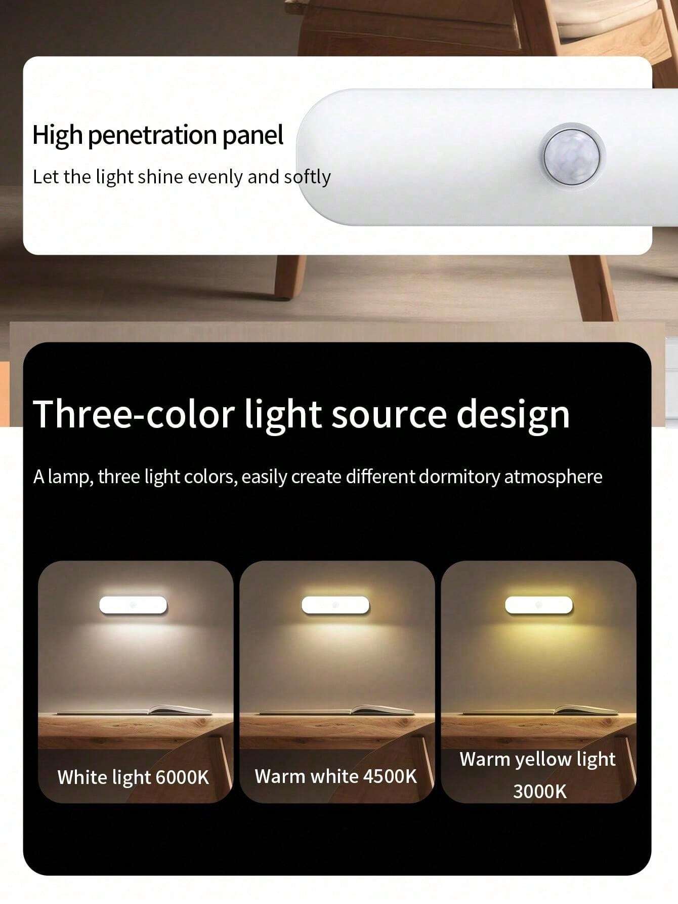 1pc Usb Rechargeable Wireless ABS12cm Pir Motion Sensor Led