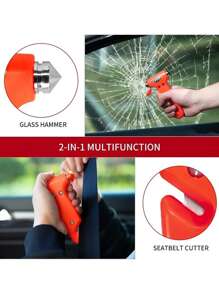 2-In-1 Emergency Escape Hammer And Seatbelt Cutter, Suitable For Window Breaking, Fire, Rescue (Random Style Shipped)