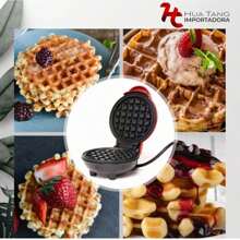 HUATANG Waffle Maker, Waflera Mini de 5in, Wafflera Eléctrica con Doble Planchas Antiadherentes, Desayuno Perfecto Waflera para Cocina Wafleras/Gofres/Hash Browns/Paninis, Corazón Rojo, 350W (Red)