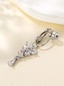 1 peça Piercing de Umbigo Falso de Borboleta Sem Furo na Moda, Piercing de Umbigo de Cobre com Pingente de Zircônia Cúbica