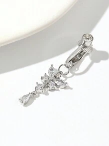 1 peça Piercing de Umbigo Falso de Borboleta Sem Furo na Moda, Piercing de Umbigo de Cobre com Pingente de Zircônia Cúbica