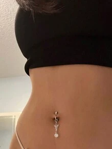 1 peça Piercing de Umbigo Falso de Borboleta Sem Furo na Moda, Piercing de Umbigo de Cobre com Pingente de Zircônia Cúbica