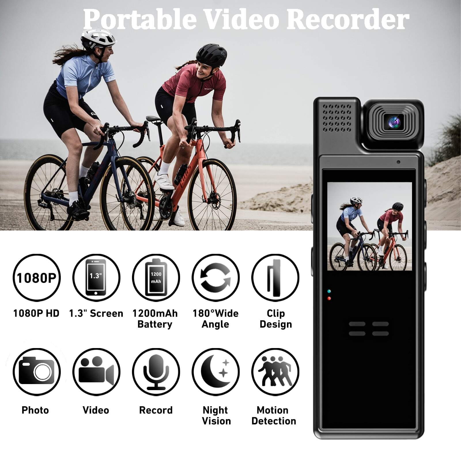 Mini-Körperkamera 1080P Outdoor-Sport-Action-Kamera mit 1,3 Zoll LCD ...