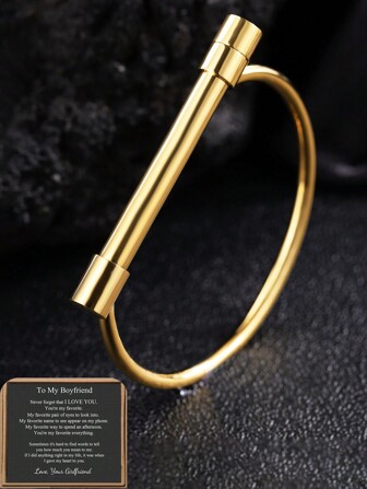 Camhanno 1PC Retro And Minimalist (Men's/Women's Gift) Stainless Steel Horseshoe Bracelet, Electroplated 18k, Not Easy To Fade, Stainless Steel Jewelry, Fashionable Jewelry, Suitable For Men And Women's Daily Wear/Valentine's Day Gift, Ideal Gift For Leisure, Parties, Festivals