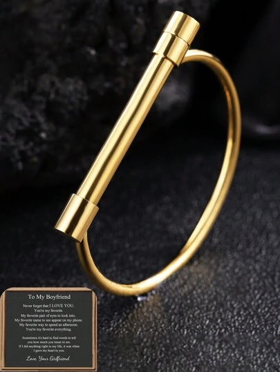 Camhanno 1PC Retro And Minimalist (Men's/Women's Gift) Stainless Steel Horseshoe Bracelet, Electroplated 18k, Not Easy To Fade, Stainless Steel Jewelry, Fashionable Jewelry, Suitable For Men And Women's Daily Wear/Valentine's Day Gift, Ideal Gift For Leisure, Parties, Festivals