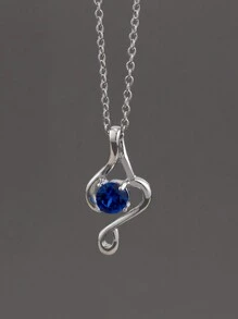 1件優雅時尚的不鏽鋼幾何頸鏈，嵌有寶石，是女士的母親節理想禮物 - 吊墜 - 查看 8