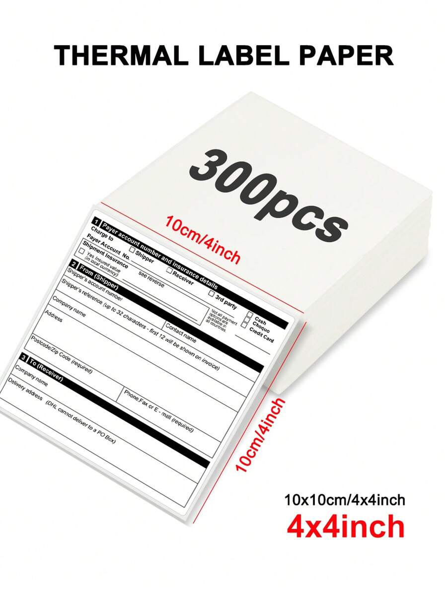 Marklife Thermal Shipping Labels Commercial Grade Folding Labels,4inch X 4inch(10cmx10cm) 1 Stack 300 Sheets,Address Shipping Labels Compatible With Thermal Label Printer Zebra Rollo MUNBYN Polono,Waterproof - 300 Pcs - View 1