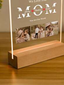 1 pieza Día de la Madre 6 Fotos, Texto Personalizado, Iluminación 3D Personalizada, Impresión del Nombre de la Foto, Regalo Romántico, Regalo Sorpresa para Amigos, Decoración de Escritorio, Pequeña Luz Nocturna
