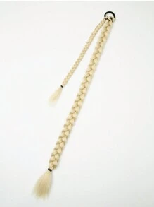 Extensión de cola de caballo trenzada larga con sujetador de cabello, extensiones de cabello envolventes rectas, pieza de cabello sintético natural y suave para uso diario de mujeres, 16 pulgadas, 26 pulgadas, 30 pulgadas, 34 pulgadas, 1 pieza en color negro para Navidad, Año Nuevo, Carnaval, Festival de música - Dorado - Ver 3