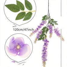 1 paquet de guirlande de fleurs suspendues de glycine pourpre - 43,31 pouces (110,01 cm) - Parfait pour les mariages, les fêtes et la décoration intérieure