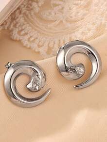 2 chiếc Bông tai xoắn ốc có thể xoay được, phụ kiện sang trọng nhẹ đơn giản và độc đáo được làm bằng thép titan mạ vàng với đá Zirconia, không phai màu - Vàng - Xem 11