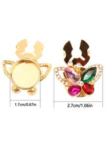 2入組女款鈕扣夾，亮晶晶的蝴蝶形鈕扣夾裝飾，可拆卸不需針線的裝飾扣，適用於女士衣著的配飾禮品，可當作鈕扣珠寶的裝飾品 - A - 查看 6