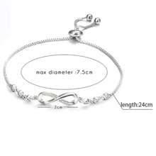 1入可調節無限循環8字手鍊，簡單且時尚拉鏈手鏈 - 銀色 - 查看 4