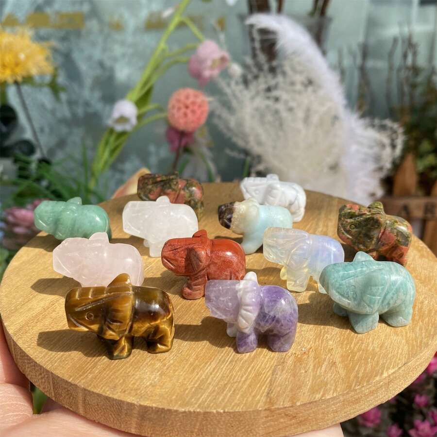 Bộ voi pha lê tự nhiên, voi mini hỗn hợp, quà tặng pha lê, trang trí nội thất, động vật pha lê, điêu khắc trang sức pha lê DIY. Vì pha lê tự nhiên có hoa văn khác nhau nên sản phẩm sẽ được gửi ngẫu nhiên. Vui lòng không mua nếu bạn quan tâm. - nhiều màu - Xem 1
