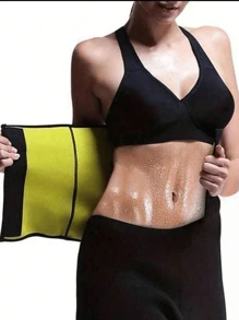 1 pieza Cinturón reductor de cintura para mujer para verano, cinturón moldeador negro y amarillo para soporte abdominal posparto para exteriores, deportes, viajes, hogar, oficina, escuela
