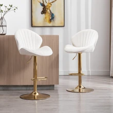 WAHSON OFFICE CHAIRS 2PCS Wahson Adjustable Velvet Bar Stool High Bar Chair Counter Stools With Gold Leg, Padded Gold Stool For Bar/Kitchen - Beige - View 4