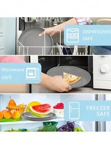 4/16/32pcs Gray Plastic Tableware Set, Reusable & Dinner Plate, Bowl And Cup, Suitable For Home Kitchen, Outdoor Travel, Party Gathering, Portable Dinnerware Set,Kitchen,Christmas Gift,School Supplies