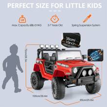12V Kids Electric Ride On Car With Remote Control 3 Speeds, Electric Car For Kids, LED Lights, Radio, AUX/USB MP3 Music, Openable Doors & Suspension, Electric Car Vehicle For Toddlers & Kids - 紅色 - 查看 9