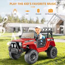 12V Kids Electric Ride On Car With Remote Control 3 Speeds, Electric Car For Kids, LED Lights, Radio, AUX/USB MP3 Music, Openable Doors & Suspension, Electric Car Vehicle For Toddlers & Kids - 紅色 - 查看 2